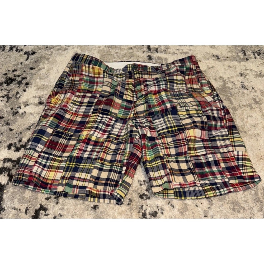 Polo Ralph Lauren Mens Sz 33 Patchwork Shorts Preppy Plaid Cotton Madras